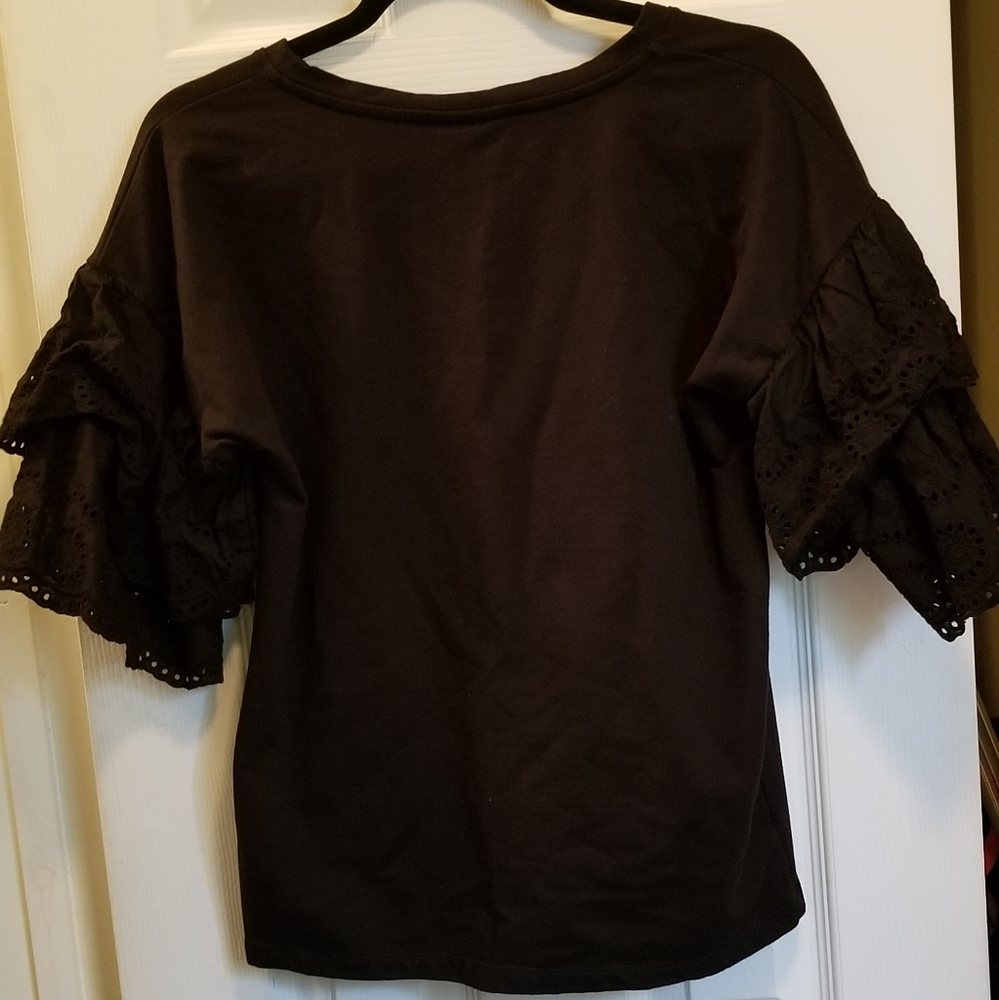 obeau Black Ruffle sleeve t shirt size small